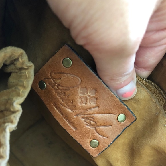 brown/cognac Italian leather embossed crossbody - Picture 6 of 8